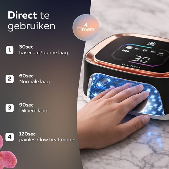 Beeperfect® Lampe UV Gel Nails - Lampe à ongles - Lampe à ongles UV Led - Séchoir à ongles - Sans fil - Intérieur réfléchissant - Or rose