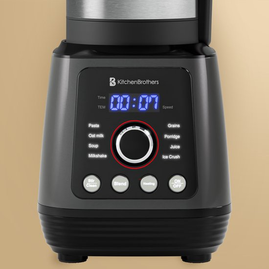 KitchenBrothers Blender - Thermoblender - 1.75L - Fonction cuisson - 700+1000W - Smoothie Maker - Ice Crusher - Noir