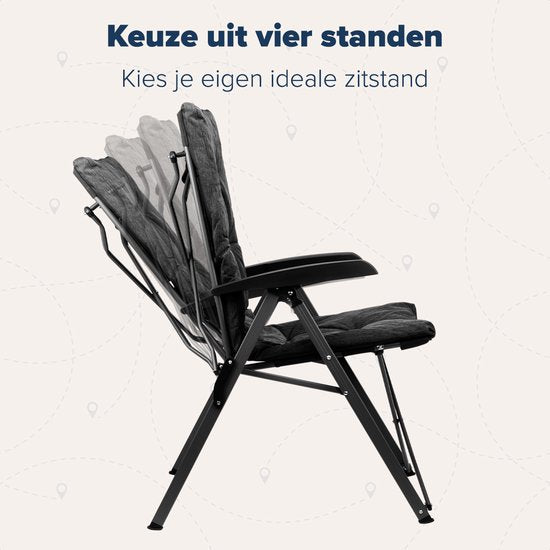 TRVLMORE Chaise de camping - Sac de transport inclus - Chaise pliante confortable - Capacité de charge de 150 kg - Chaise de camping - Rangement - Chaise pliante - Noir