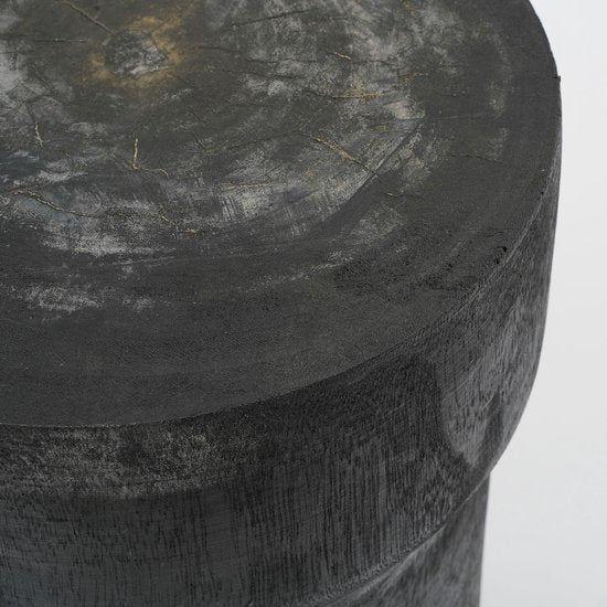 Table d'appoint Latty Mica Decorations - H46 x Ø30 cm - Bois de paulownia - Noir
