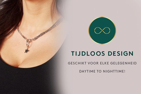 Laura Ferini Ladies Necklace Stella Silver - Chaîne à maillons en argent avec étoile - Plaqué or blanc 18K - Collier - Collier - Bijoux - Accessoires - Collier pour dames avec pendentif