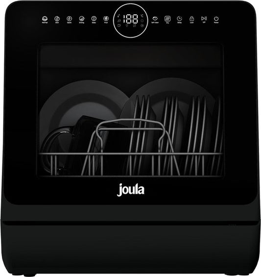Joula Mini lave-vaisselle avec réservoir d'eau - 8 programmes de lavage - 5 couvercles - Petit lave-vaisselle étroit à poser - Camping - Noir