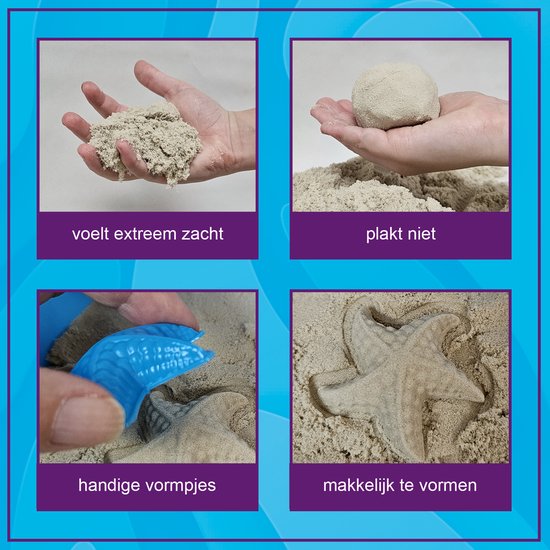 KidzKraze® Ocean Wonders Play Sand - 1,6 kg de sable collant brun et bleu pour l'intérieur - Comprend un coffret de jeu et de rangement - Jouets sensoriels - Jeu de sable pour enfants - The Big Toy Book 2025