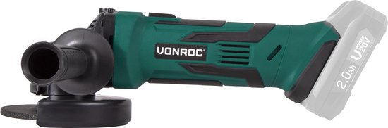 VONROC Accu Angle Grinder - VPower 20V - Ø115MM - Avec poignée latérale et sac - Sans batterie ni chargeur
