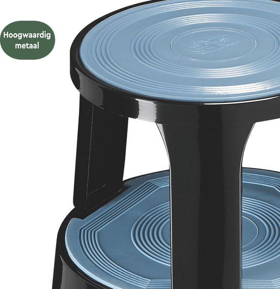 BRASQ Tabouret de marche Premium Noir - Capacité 150 kg - Tabouret de marche - Pied d'éléphant - Tabouret de bureau - Escalator - Tabouret - Métal