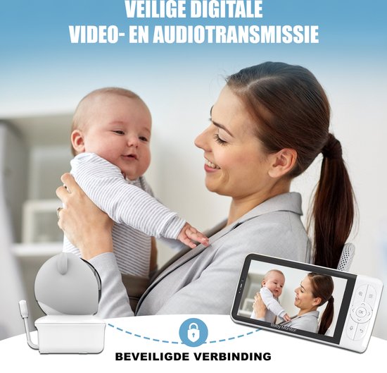 Novalance - Baby Monitor Wifi - Baby Monitor avec caméra - Baby Monitor avec écran 5 pouces - Berceuses - Détecteurs intelligents