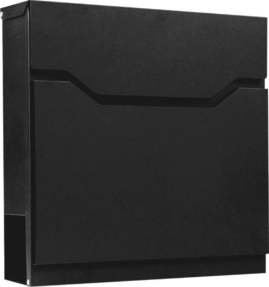 BRASQ Letterbox Premium Black - Boîte aux lettres murale - avec matériel de montage et 2 clés - avec compartiment à journaux et serrure - acier inoxydable