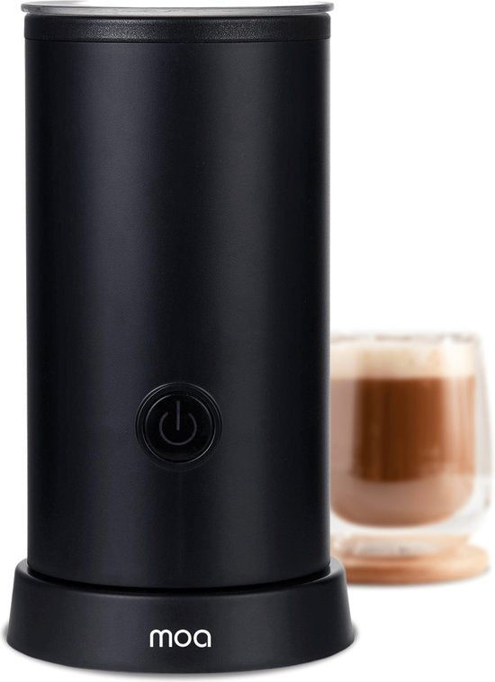 MOA Mousseur à lait électrique - 2 en 1 - Mousseur à lait pratique - 240 ML - Pour Cappuccino - Fouet à lait - Noir