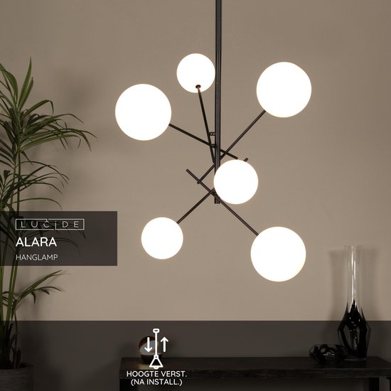 Lucide ALARA - Lampe suspendue - Ø 72 cm - LED - G4 - 6x1,5W 2700K - Noir