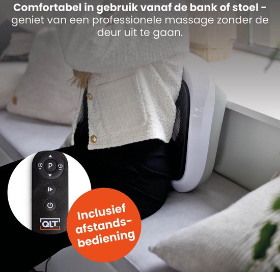 QLT VibroPulse Pro Appareil de massage des jambes et des pieds - Appareil de massage shiatsu avec 10 programmes et 20 vitesses - Soulagement instantané de la douleur - Blanc