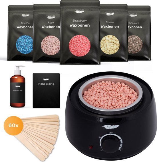 Ruby Wax device set - incl 100 grammes Wax beans - Épilatoire - appareil - chauffage - chauffage - perles - résine - épilation - noir