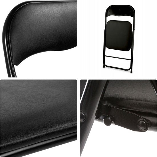 Perel Chaise pliante, pliable, résistante aux intempéries, 150 kg maximum, événements, réunions, petits espaces, noir