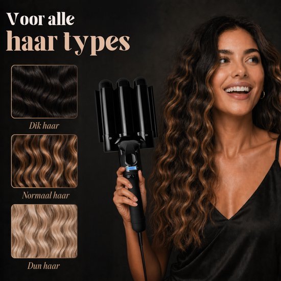 Vaive Gaufrier 32 mm - Ondes de plage - Fer à boucler - Fer à boucler - Waver - Revêtement céramique
