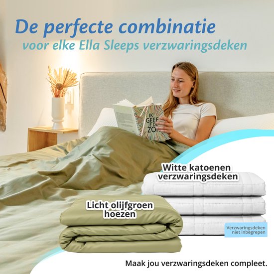 Housse pour la couverture d'aggravation d'Ella 135 x 200 CM - 7 KG & 9 KG - Housse en 100% coton biologique - Vert olive clair