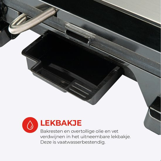 Bourgini Contact Grill Classic - Gril à panini et fer à griller - Revêtement antiadhésif - Couvercle flottant - Appareil à griller - Gril de contact - Acier inoxydable - Sans BPA