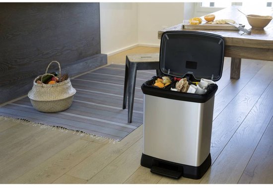 Curver Poubelle à pédale Deco duo 28 L argent 240638