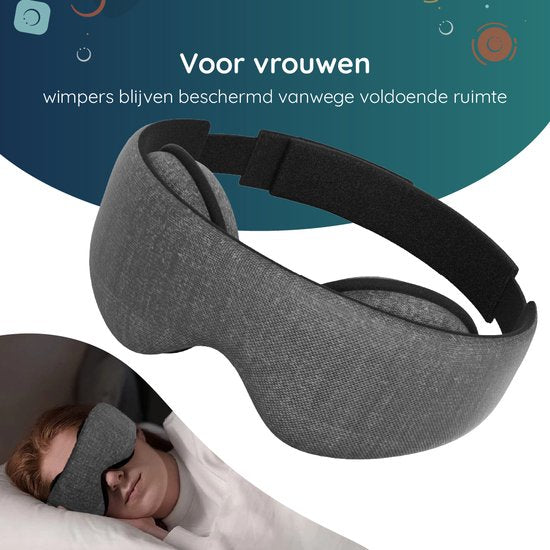 Numsy Sleep Mask Women and Men - Masque de sommeil pour les yeux - 100% dimming - Dark Grey