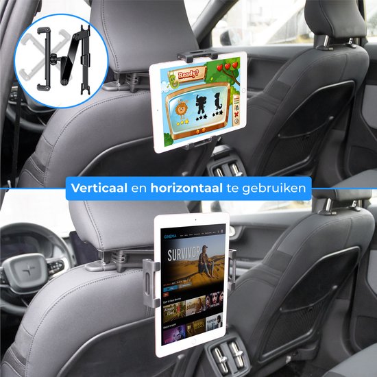 Nuvance - Support de tablette pour voiture - Inclinable et pivotant - Support de tablette - Support d'appui-tête - Convient à la Nintendo Switch et au téléphone