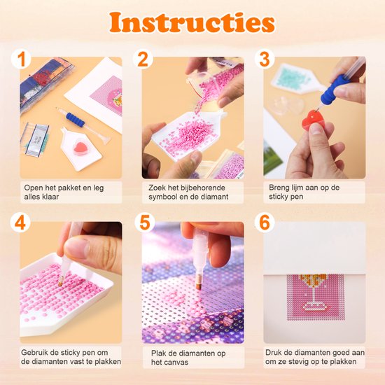 Rubye® Mini peintures diamantées - 2 pièces - Adultes - Peinture diamantée enfants - Set - Cocktails - 15x20cm