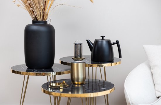 Vaja® Juliette Théière avec filtre - Théière - Double paroi - 1 litre - acier inoxydable Noir