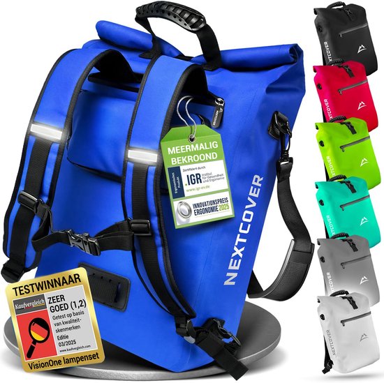 Nextcover 3in1 Bicycle Bag Single for Carrier [PVC free] | Waterproof Bicycle Bag, Backpack and Shoulder Bag 25L | Ideal for Laptop and Weekly Purchases | Bicycle Bag Single | Bicycle Bags