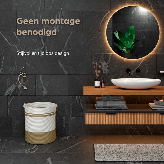 Panier à linge Organess - Trieur de linge - Pliable - 80L - Coton - Blanc & Marron