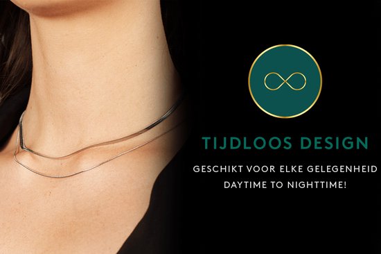 Laura Ferini Ladies Necklace Chiara Silver - Chaîne à maillons en argent avec 2 couches - Plaqué or blanc 18K - Collier - Collier - Bijoux - Accessoires - Collier pour dames