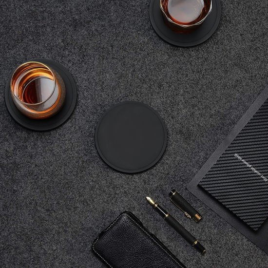 Castagnola Sous-verres en silicone - Sous-verres pour verres - Sous-verres design avec support - Set de sous-verres - Antidérapant - Lot de 12 - Noir