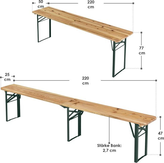 Table à bière en bois / Banc à bière Passau - 3 pièces - Pliable
