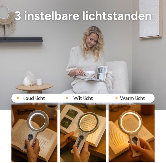 Loupe avec éclairage LED - jusqu'à X30 - Lampe loupe - Loupe de lecture - Pour adultes, personnes âgées et enfants - Lunettes loupe - Convient pour le hobby, la peinture sur diamant et les réparations - Loupe de bijoutier