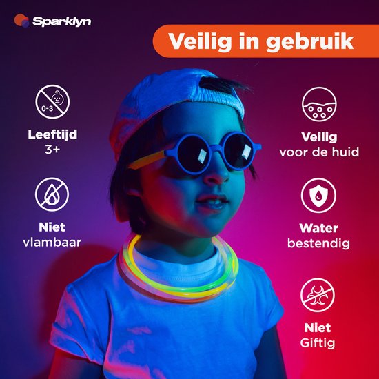 Sparklyn XXL Glow in the Dark Stick Set - 328pcs Glow sticks with accessories - Breaking sticks - Neon Party