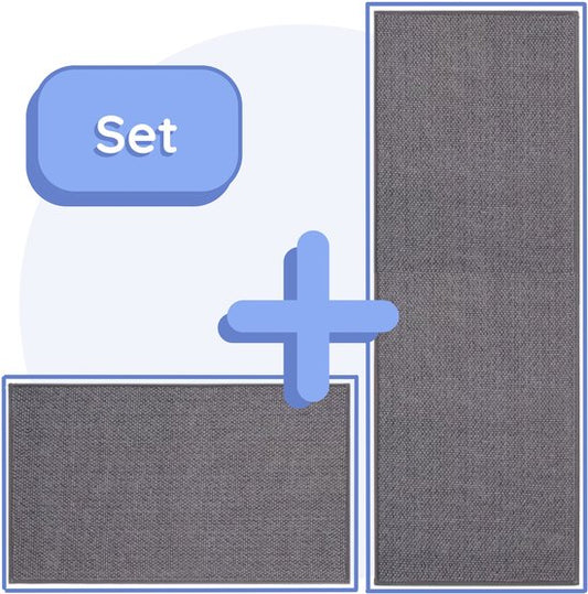 Tapis de cuisine - Tapis - Gris - Lot de 2 pièces - 45 x 150 cm - 45 x 70 cm - Tapis de cuisine - Antidérapant - Protecteur - Robuste - Lavable
