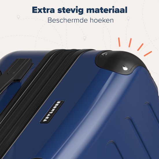 TRVLMORE Set de valises - 3 pièces - 45L bagage à main + 75L et 115L bagage spacieux - TSA Lock - Léger - Set de valises de voyage - Bleu foncé