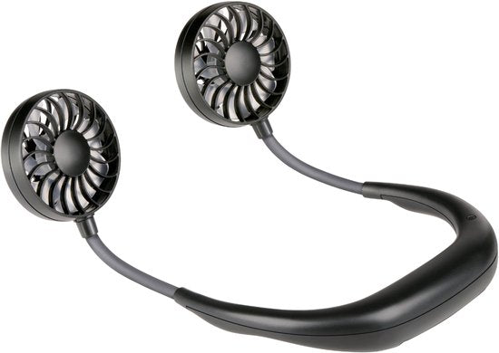 Ventilateur de cou portable Lifetime Air - Mini ventilateur mains libres à 3 niveaux et réglable à 360° - Noir