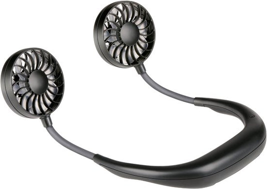 Ventilateur de cou portable Lifetime Air - Mini ventilateur mains libres à 3 niveaux et réglable à 360° - Noir