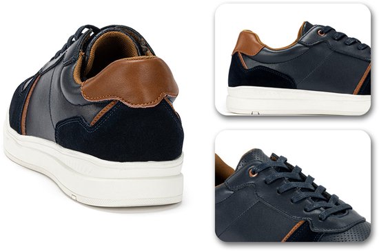 Milanoro - Baskets élégantes en cuir pour homme - Bleu marine - Taille 41
