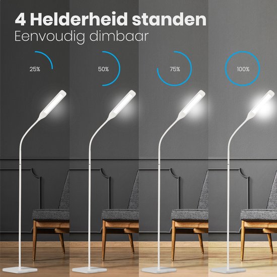 Auronic Lampadaire - Lampadaire LED - Lampadaire Salon Bureau - Lampe de chambre - Lampe de lecture dimmable - Blanc