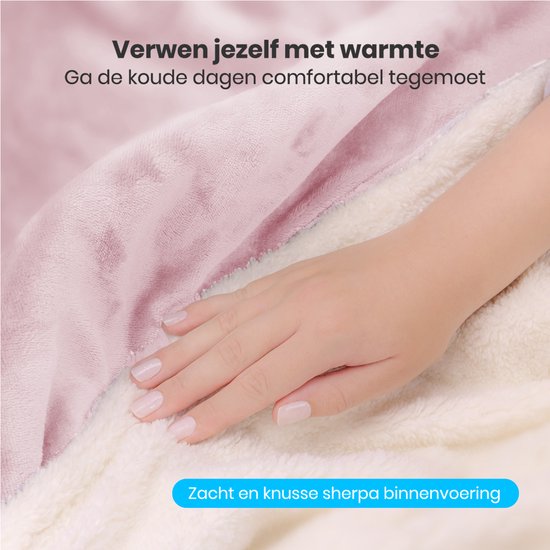 Couverture électrique Auronic - 200x180cm - Couverture chauffante - 2 personnes - Polaire Sherpa - 9 niveaux de chaleur et minuterie - Couverture - Couverture chauffante - Rose