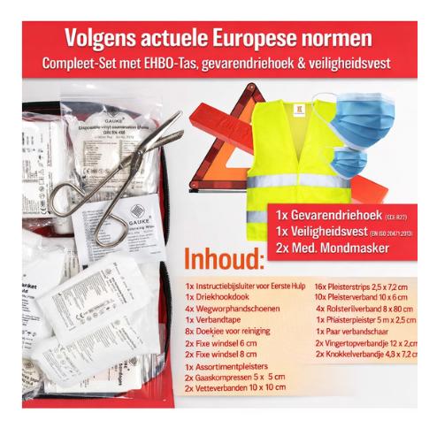 HELDENWERK Car combi bag (3 en 1) selon la norme actuelle 2026 - y compris triangle de signalisation, gilet de sécurité - kit de premiers secours triangle de signalisation kit de premiers secours pour voiture DIN 13164:2022 (conformément au code de la rou