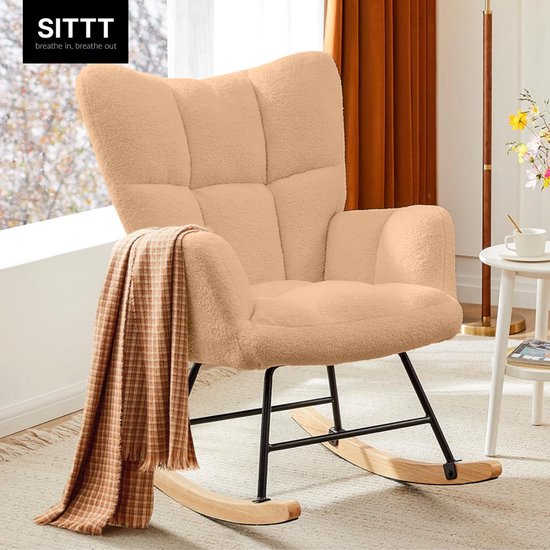 SITTT Fauteuil à bascule - Fauteuil de relaxation chambre d'enfant - Fauteuil - Chaise d'allaitement - Marron - Mousse Moka