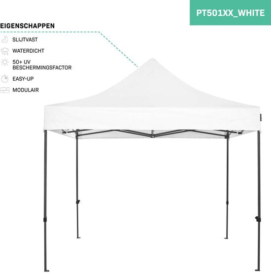VONROC Party Tent - 3x3 m - Premium easy-up Party Tent - Modular Design - Foldable - Waterproof - Steel Frame - 50+ UV Protection - Incl. Storage Bag - White