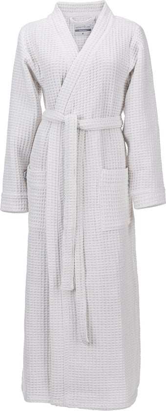 Heckettlane Peignoir gaufré - robe de chambre pour femmes et hommes - M - Robe de chambre en coton - Convient pour le sauna - Blanc