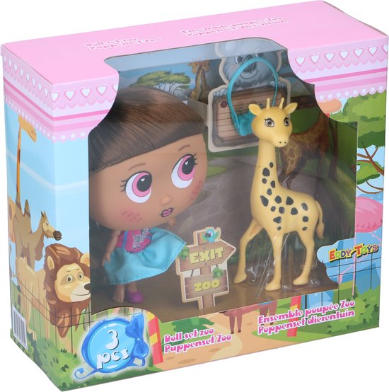 Eddy Toys Set de poupées - Avec accessoires - 20x11x19cm - Thème Zoo