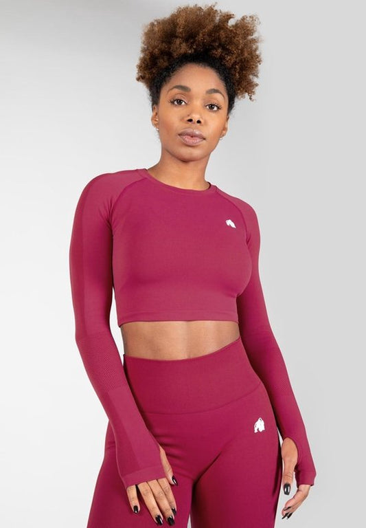 Gorilla Wear Hilton Seamless Cropped Long Sleeves - Fuchsia - XS/S