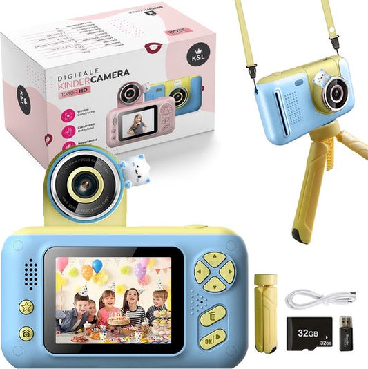 K&L Digital Kids Camera Kids - Caméra vlog pour enfants - Caméras numériques pour enfants - Caméras pour enfants - Caméra pour enfants - Bleu