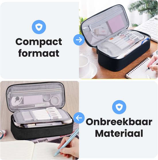 Diydash Etui - Trousse à crayons - Trousse scolaire - Grand Etui - Fournitures scolaires - Trousse Scolaire - Pour filles, garçons et adultes - Noir