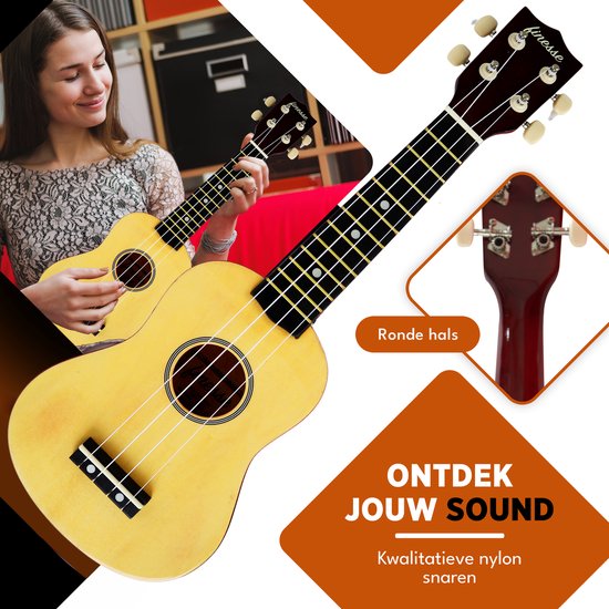 Finesse Ukulele - Starter set - 21" - Ukulele - Toy Guitar - Enfant - Instrument de musique - Couleur bois