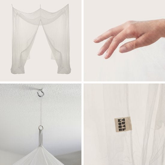 TRVLMORE Moustiquaire 1 ou 2 personnes - Moustiquaire XXL - Moustiquaire avec housse de rangement et kit de suspension - avec cordon de suspension - Moustiquaire de voyage - Blanc
