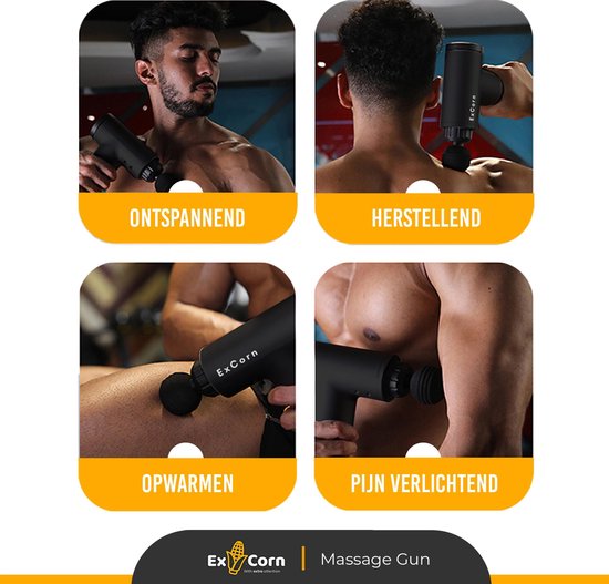 ExCorn Pistolet de massage à usage professionnel - Massage du dos, des jambes, des bras, des épaules et du cou - Appareil de massage - Pistolet de massage - Soulagement de la douleur - Longue durée de vie de la batterie - 6 modes