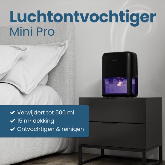 Déshumidificateur Auronic Mini - Convient au salon, au bureau, à la chambre à coucher, à la chambre de bébé et plus encore - Silencieux - Noir